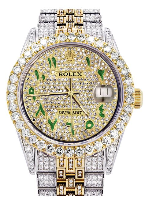 iced out rolex diamond set.